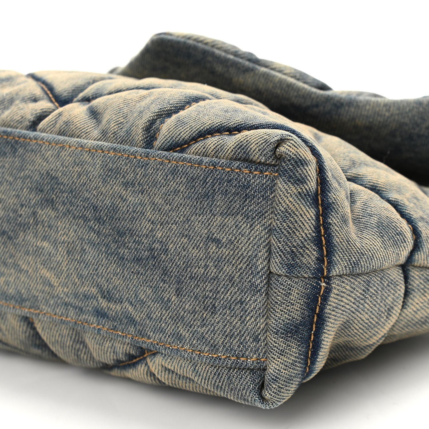 Saint Laurent Denim Quilted Toy Loulou Puffer Monogram Chain Satchel Blue Black 10 of 10