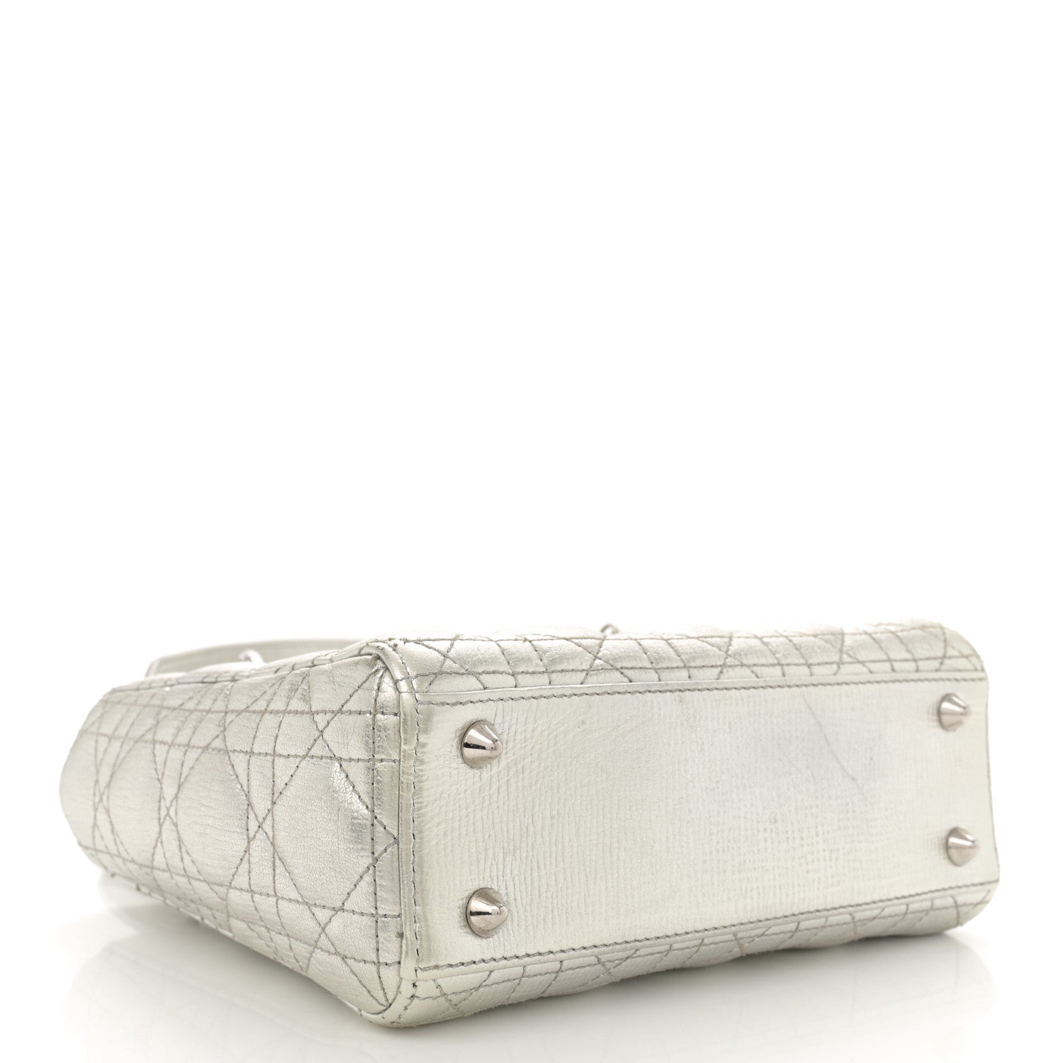 Christian Dior Metallic Grained Calfskin Cannage Small Lucky Badges My Lady Dior Silver 4 of 10
