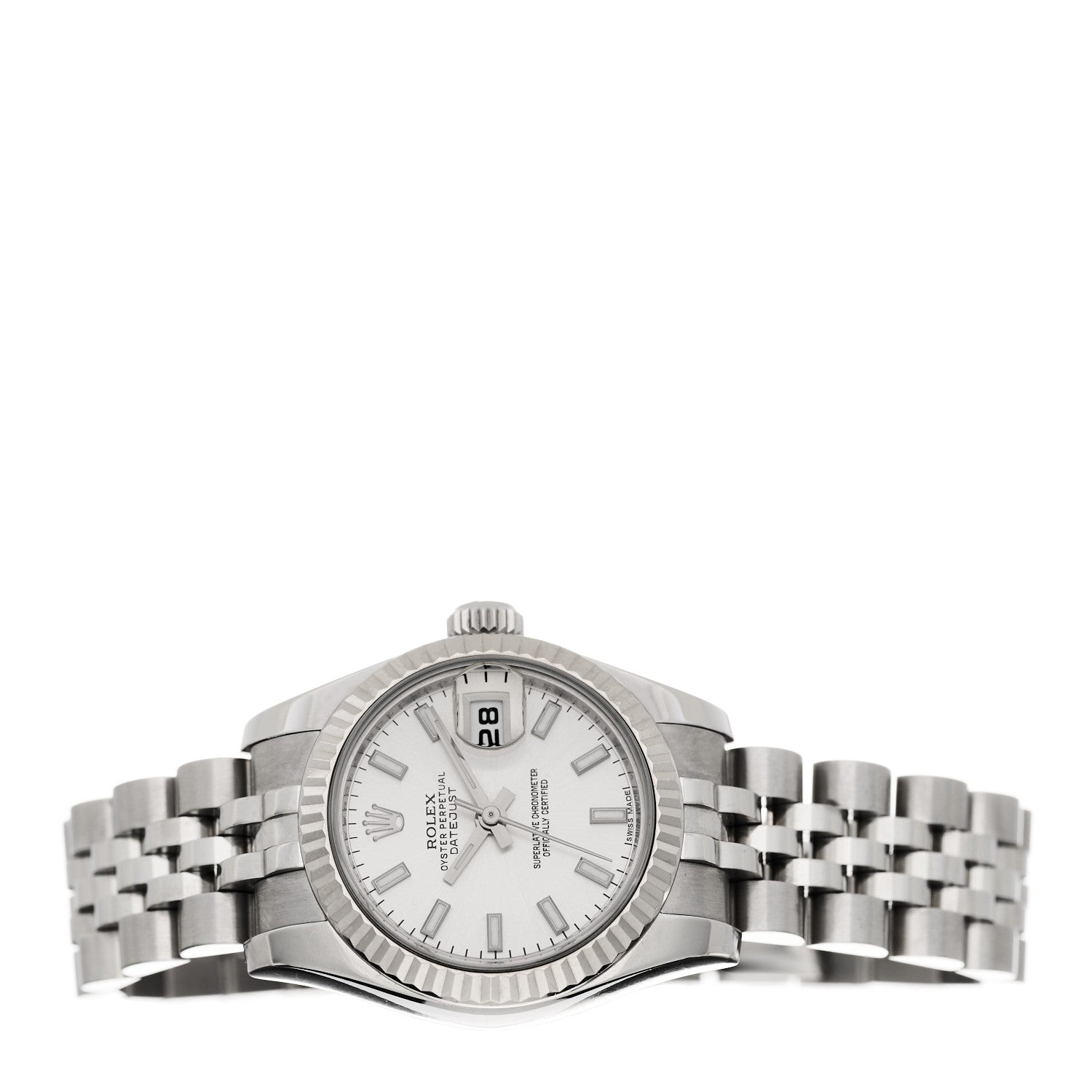 Rolex Stainless Steel 18K White Gold 26mm Oyster Perpetual Datejust Watch Silver 179174 2 of 4