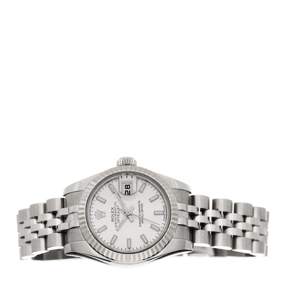 Rolex Stainless Steel 18K White Gold 26mm Oyster Perpetual Datejust Watch Silver 179174 2 of 4