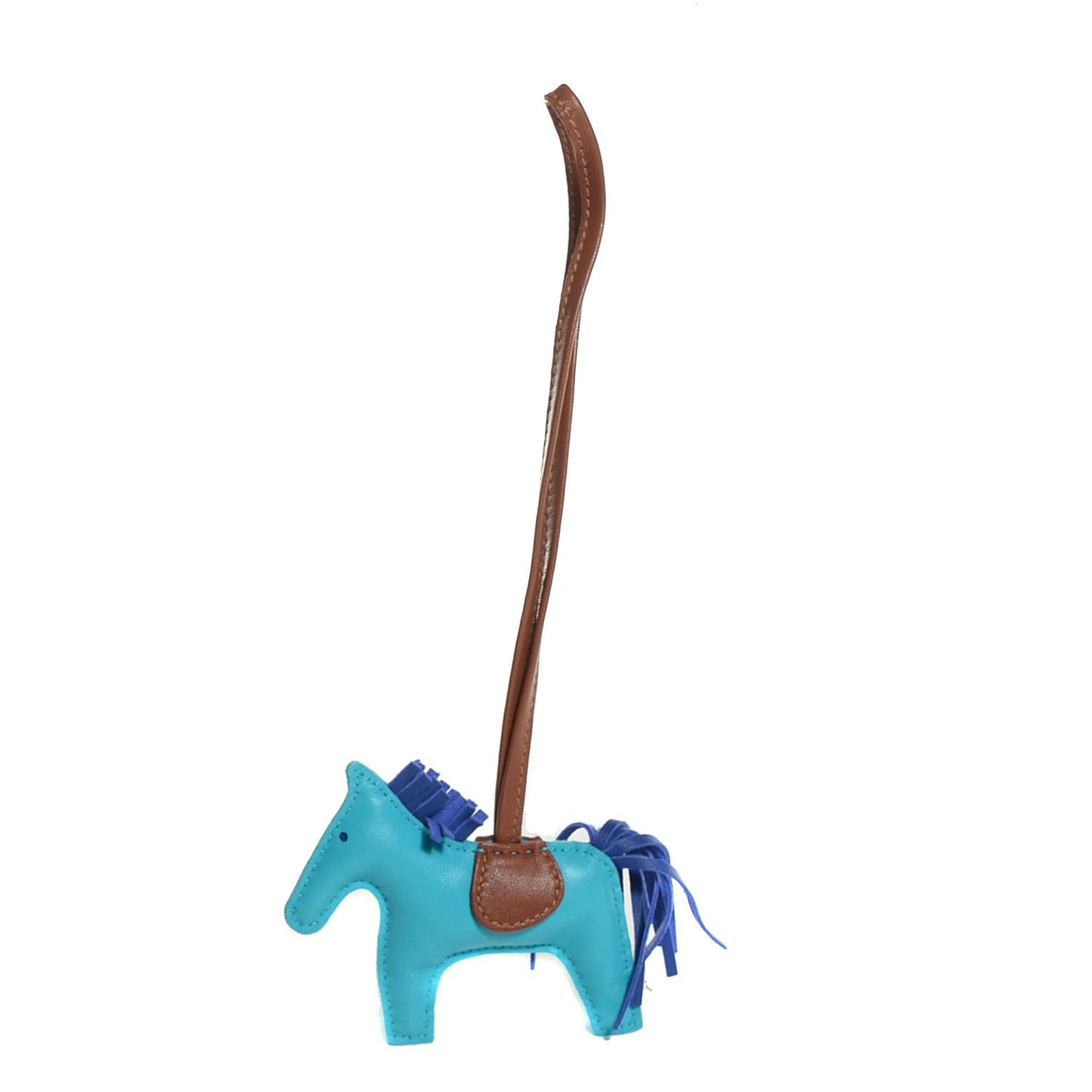 Milo Lambskin Grigri Rodeo Horse Bag Charm PM Bleu Azteque Bleu Electrique Fauve