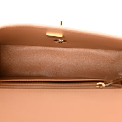 Chanel Lambskin Quilted Bi-Color Mini Top Handle Rectangular Flap Ecru Dark Beige 5 of 11