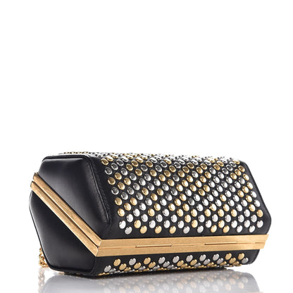 Alexander McQueen Lambskin Studded Hexagon Skull Chain Clutch Black 4 of 8