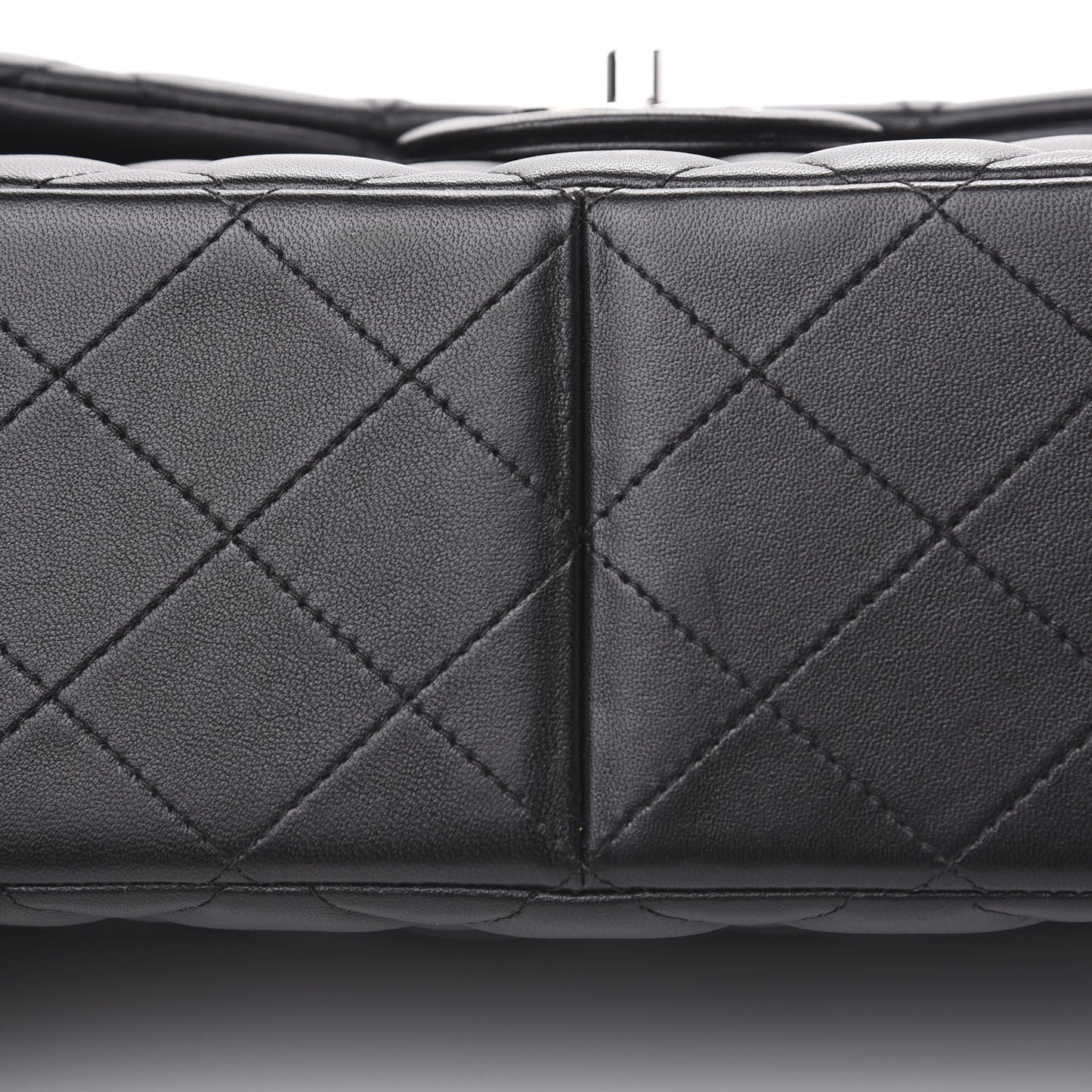 Lambskin Quilted Jumbo Double Flap Black