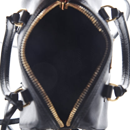 Prada Saffiano Vernice Lux Mini Convertible Bowler Black 6 of 11