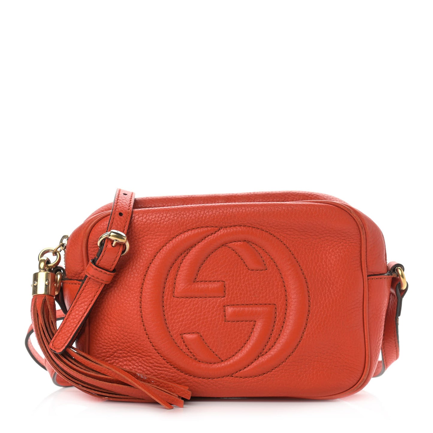 Pebbled Calfskin Small Soho Disco Bag Sun Orange
