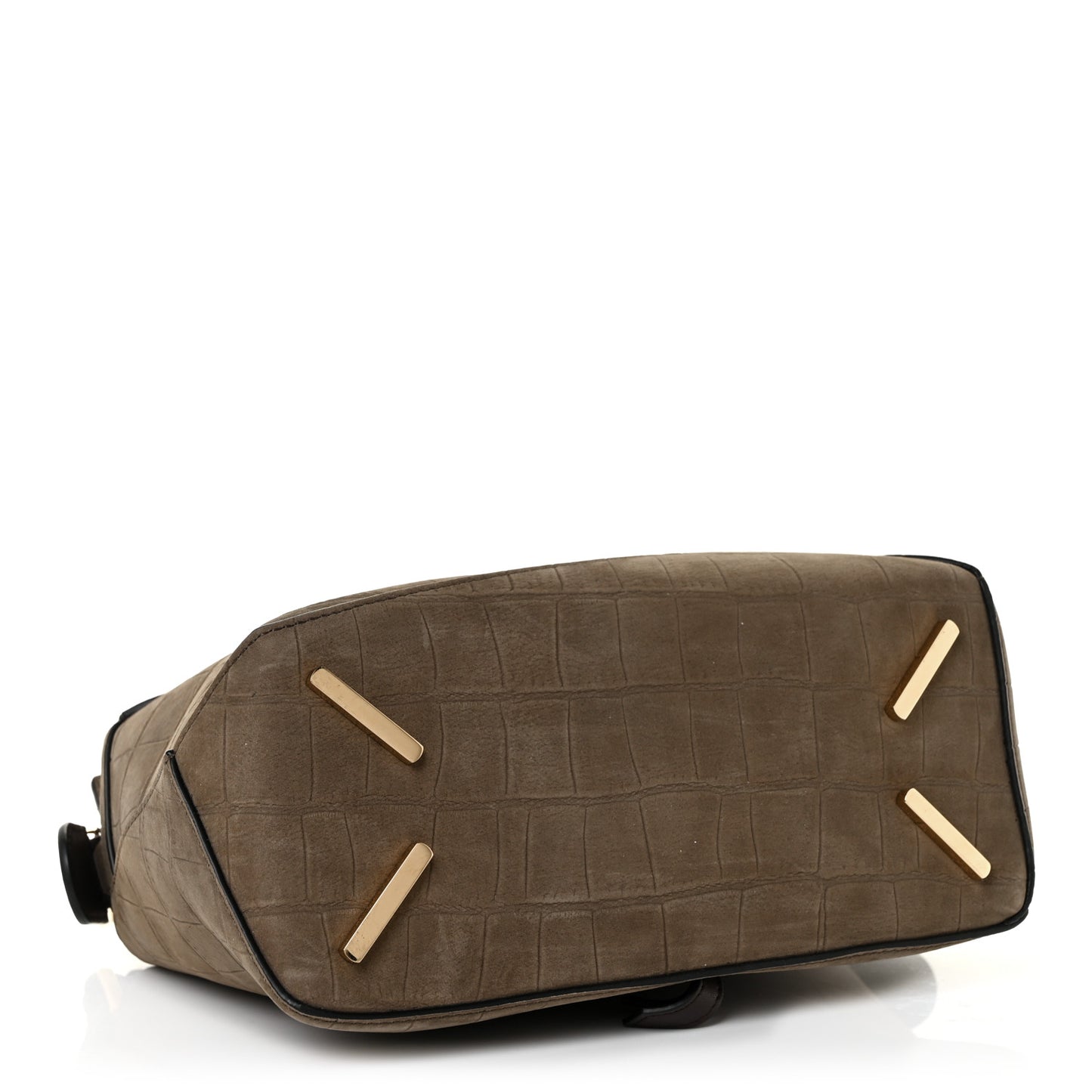 Nubuck Crocodile Embossed Small Puzzle Bag Olive