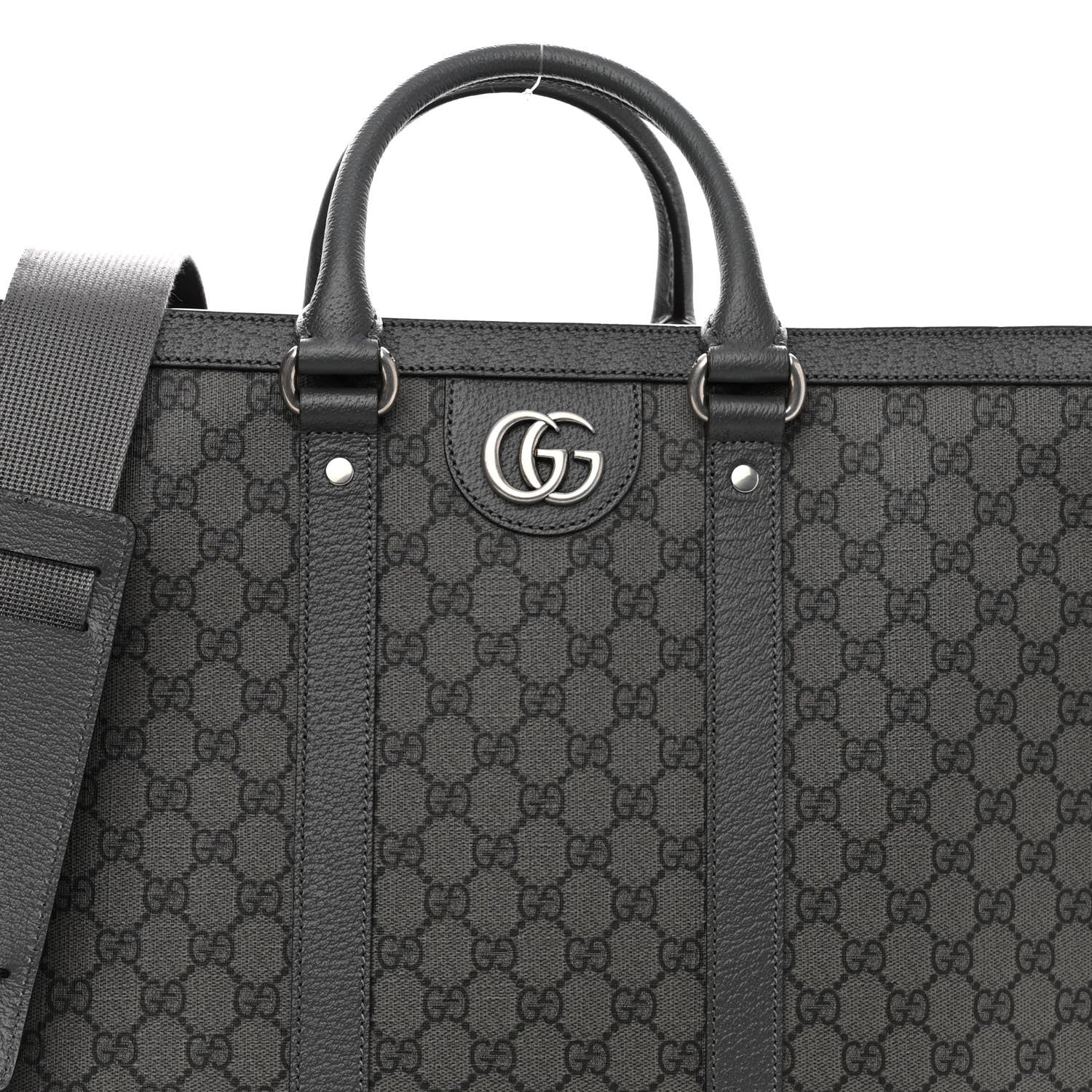 Gucci GG Supreme Monogram Textured Dollar Calfskin Large Ophidia Tote Bag Grey Black Graphite Grey 7 of 9
