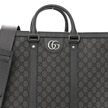 Gucci GG Supreme Monogram Textured Dollar Calfskin Large Ophidia Tote Bag Grey Black Graphite Grey 7 of 9