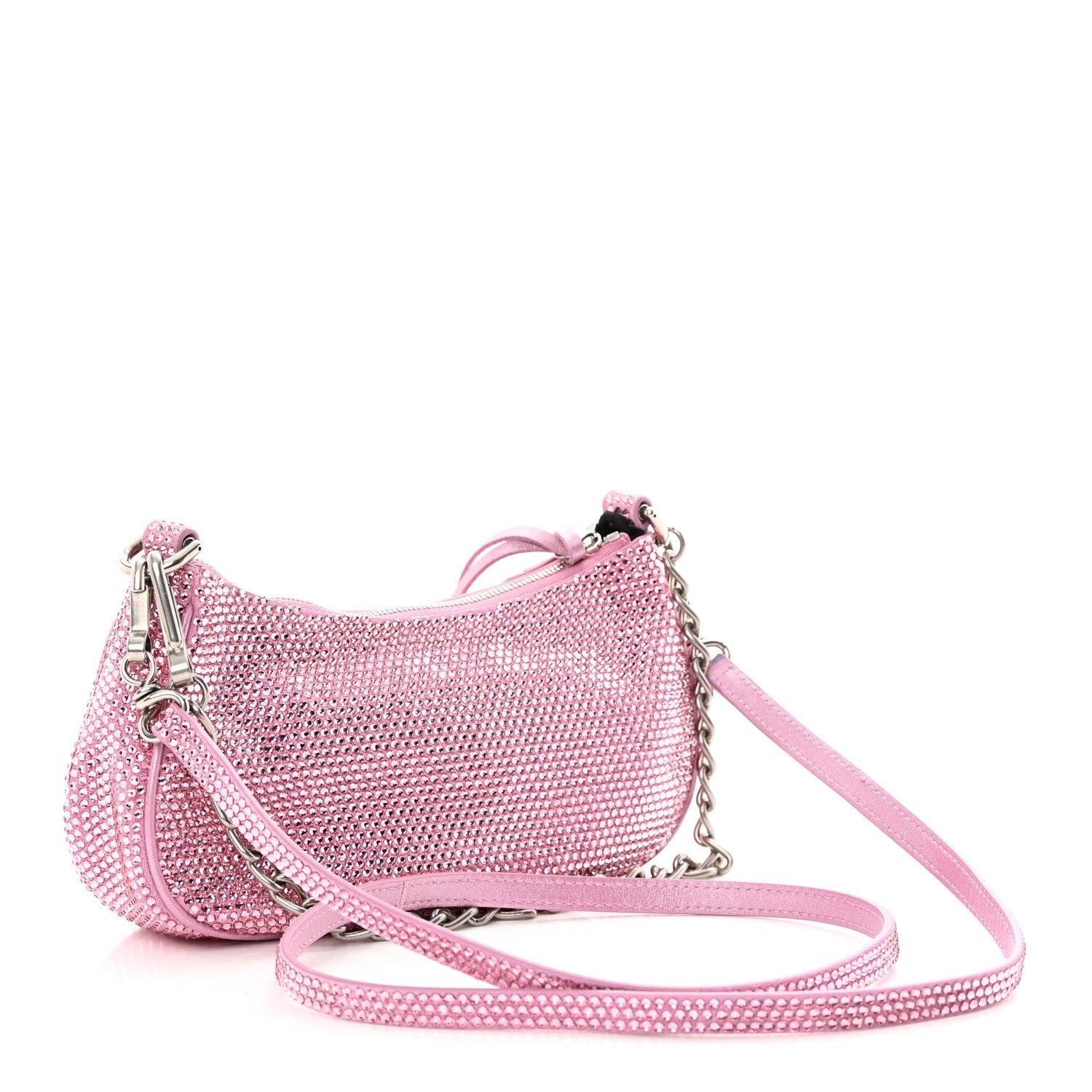 Balenciaga Strass Suede Metallic Nappa Le Cagole Mini Purse With Chain Taffy Light Pink 3 of 12