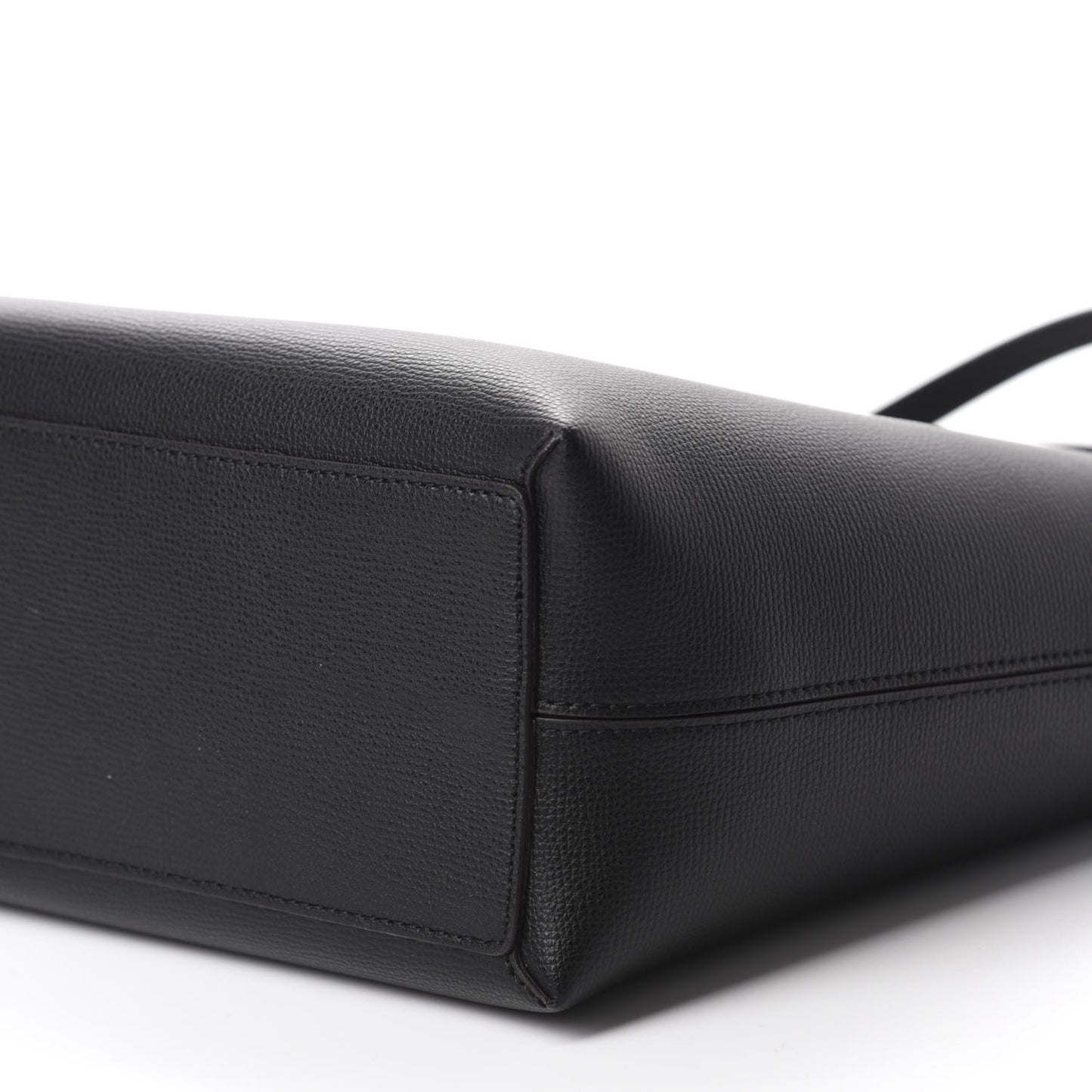 Grainy Calfskin Haymarket Check Medium Reversible Tote Black
