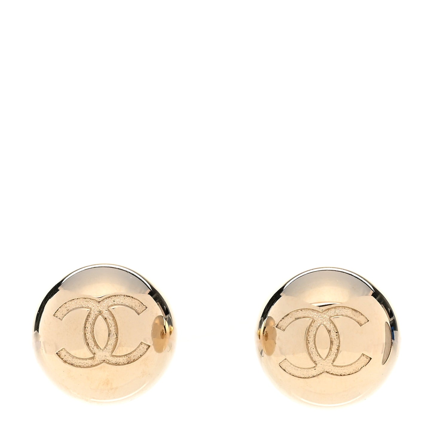 Metal Bead CC Stud Earrings Gold