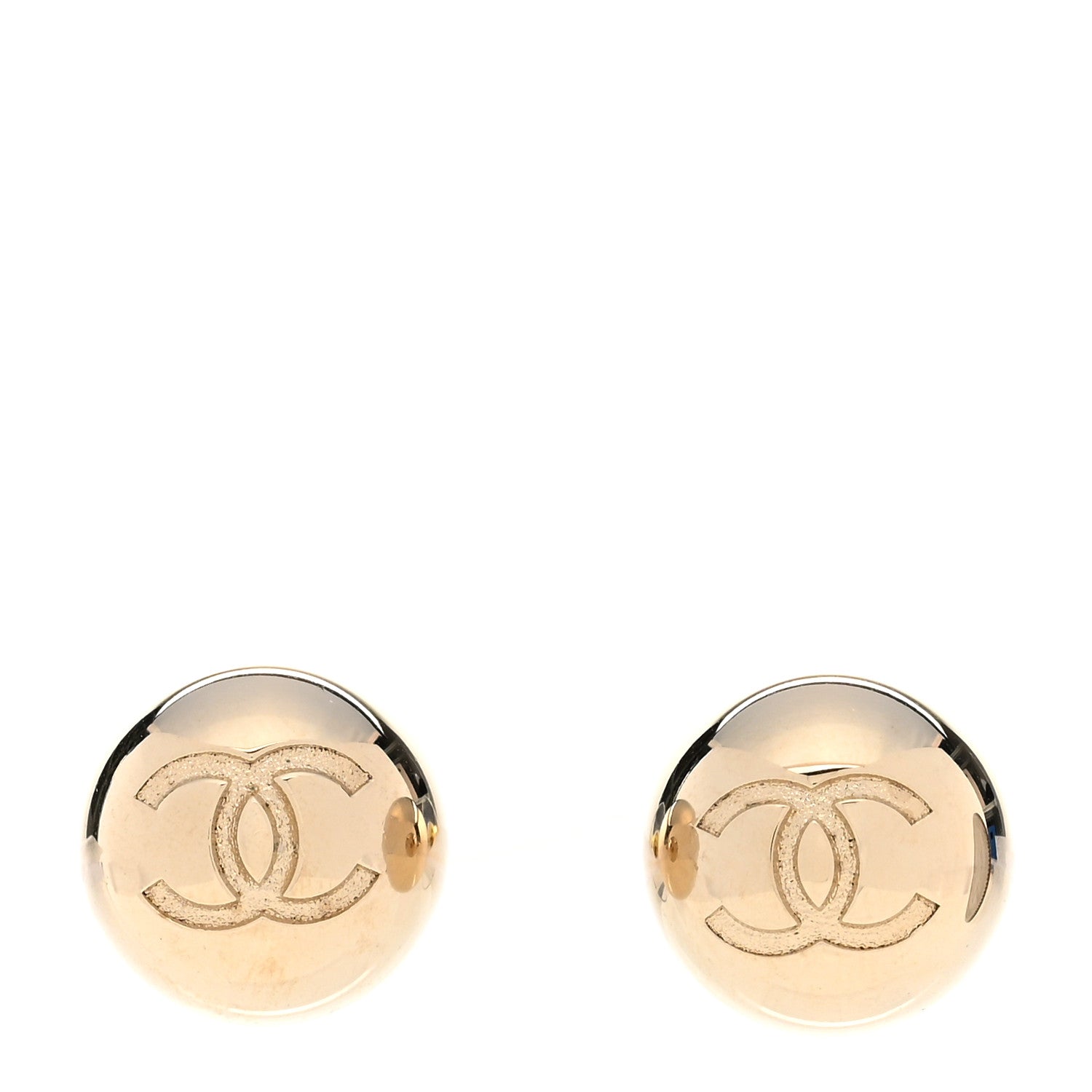 Chanel Metal Bead CC Stud Earrings Gold 1 of 5