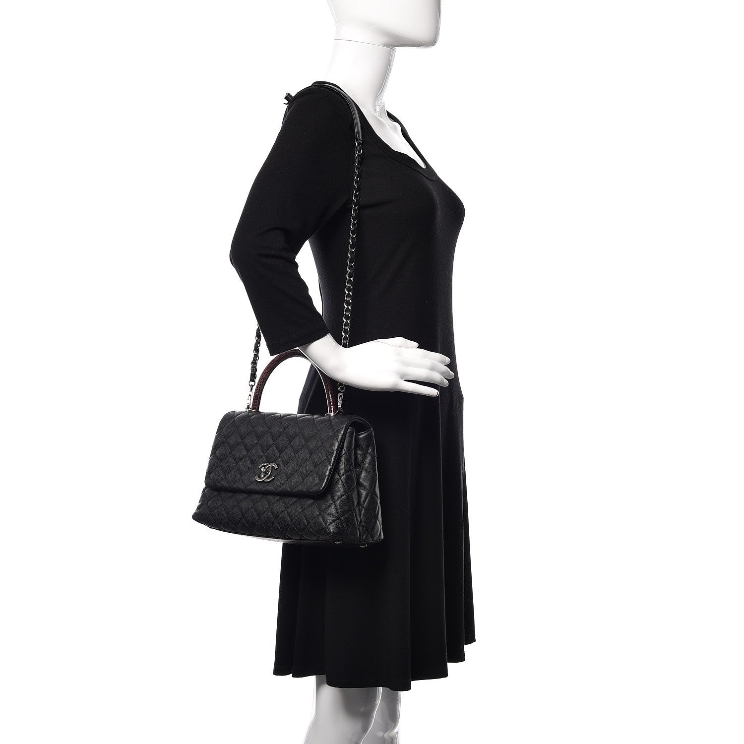 Chanel Caviar Lizard Quilted Small Coco Handle Flap Black 2 of 10