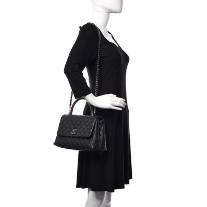 Chanel Caviar Lizard Quilted Small Coco Handle Flap Black 2 of 10