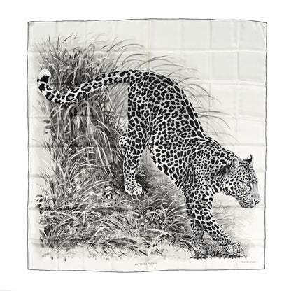 Hermes Silk Panthera Pardus Scarf 140 Black White Anthracite 1 of 5
