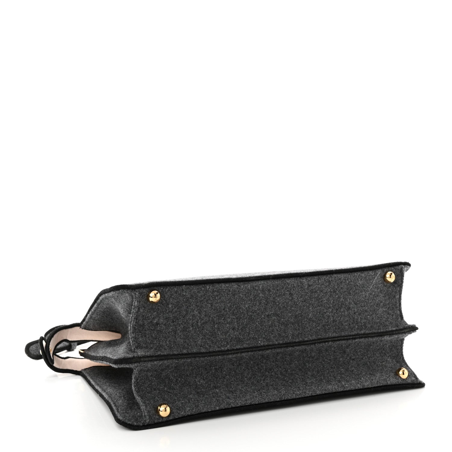 Fendi Melange Flannel Satin Threaded Edge Medium Peekaboo I SEE U Satchel Grigio Bois de Rose 4 of 18