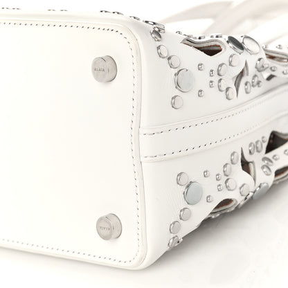 Alaia Calfskin Laser Cut Mina 16 Bag White 8 of 12