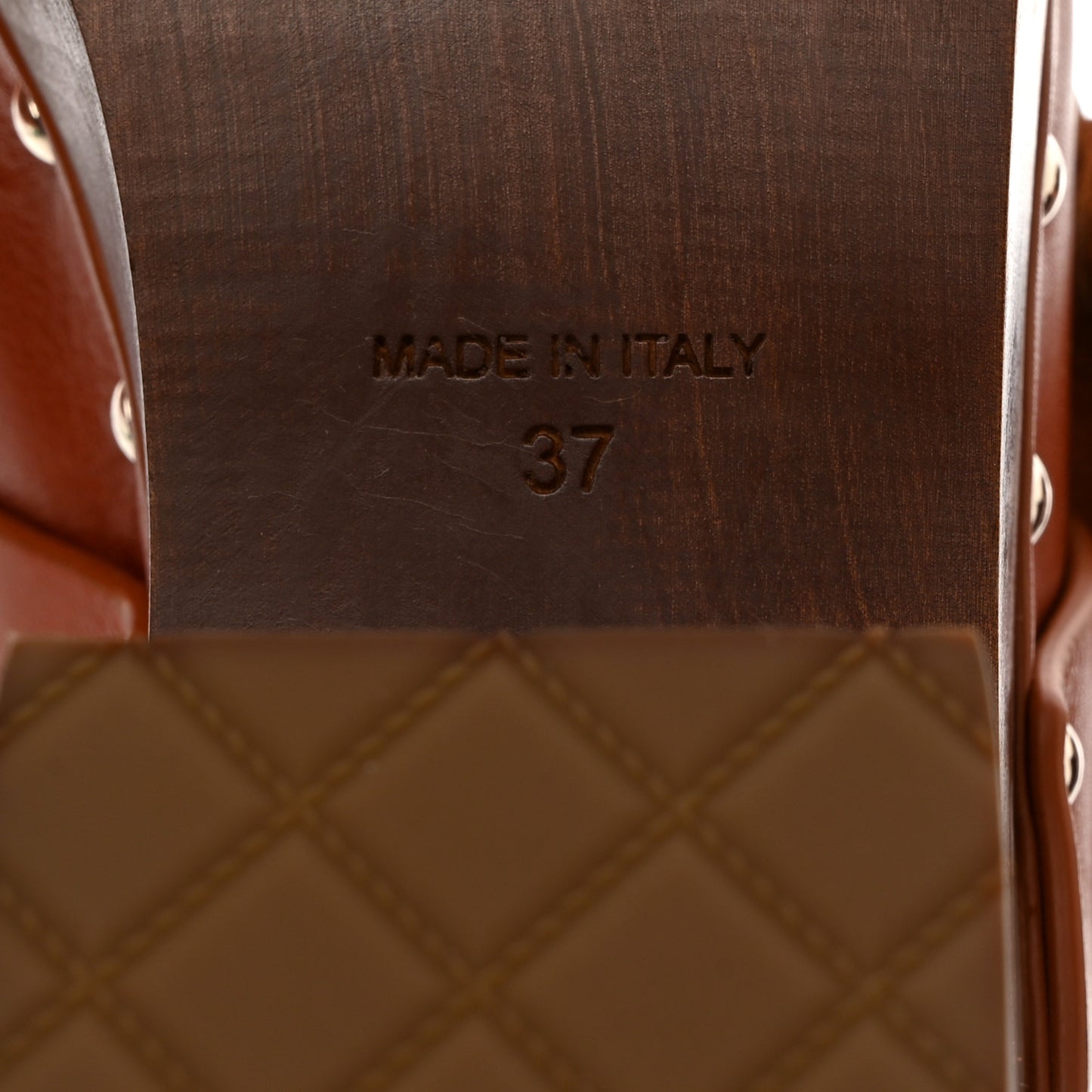 Calfskin Camellia Clogs 37 Brown