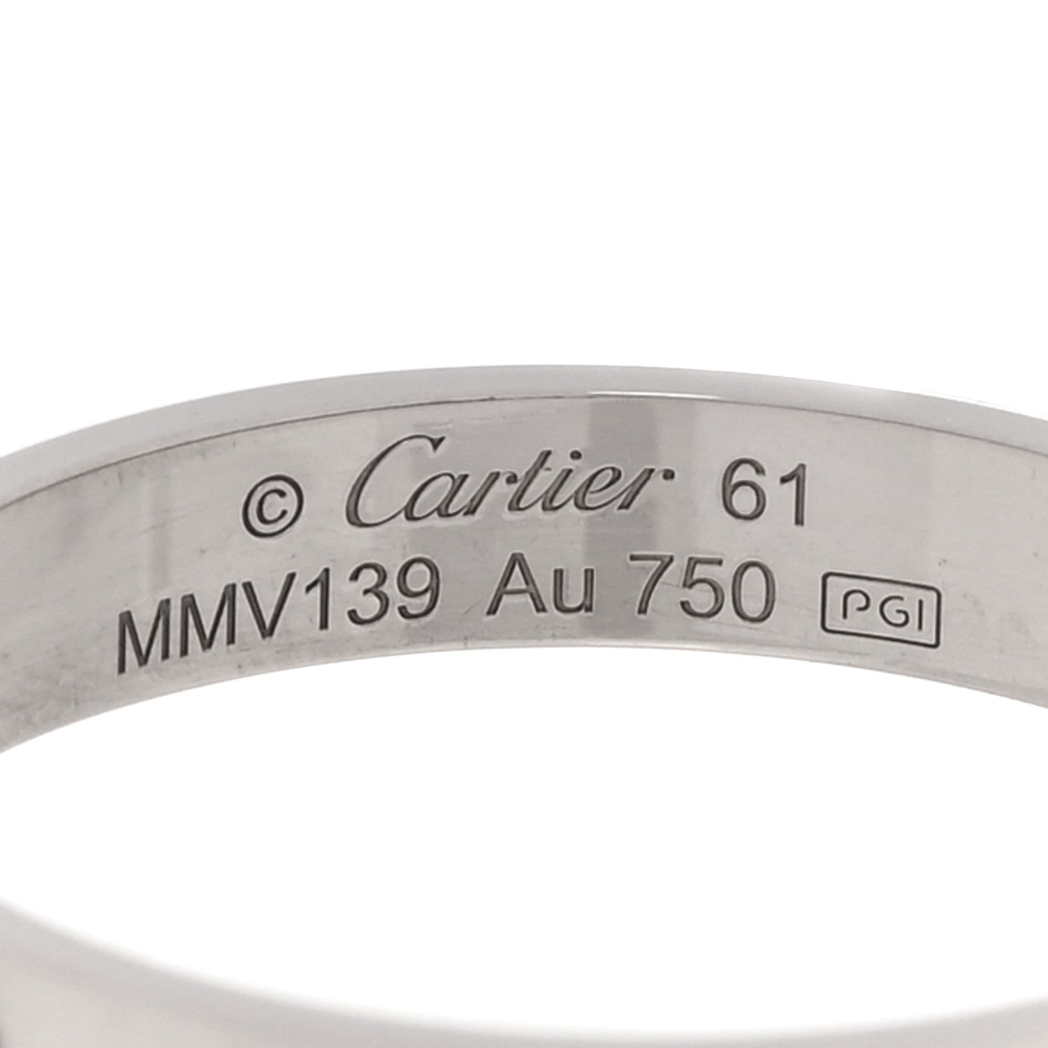 Cartier 18K White Gold 3.5mm LOVE Wedding Band Ring 61 9.5 4 of 4