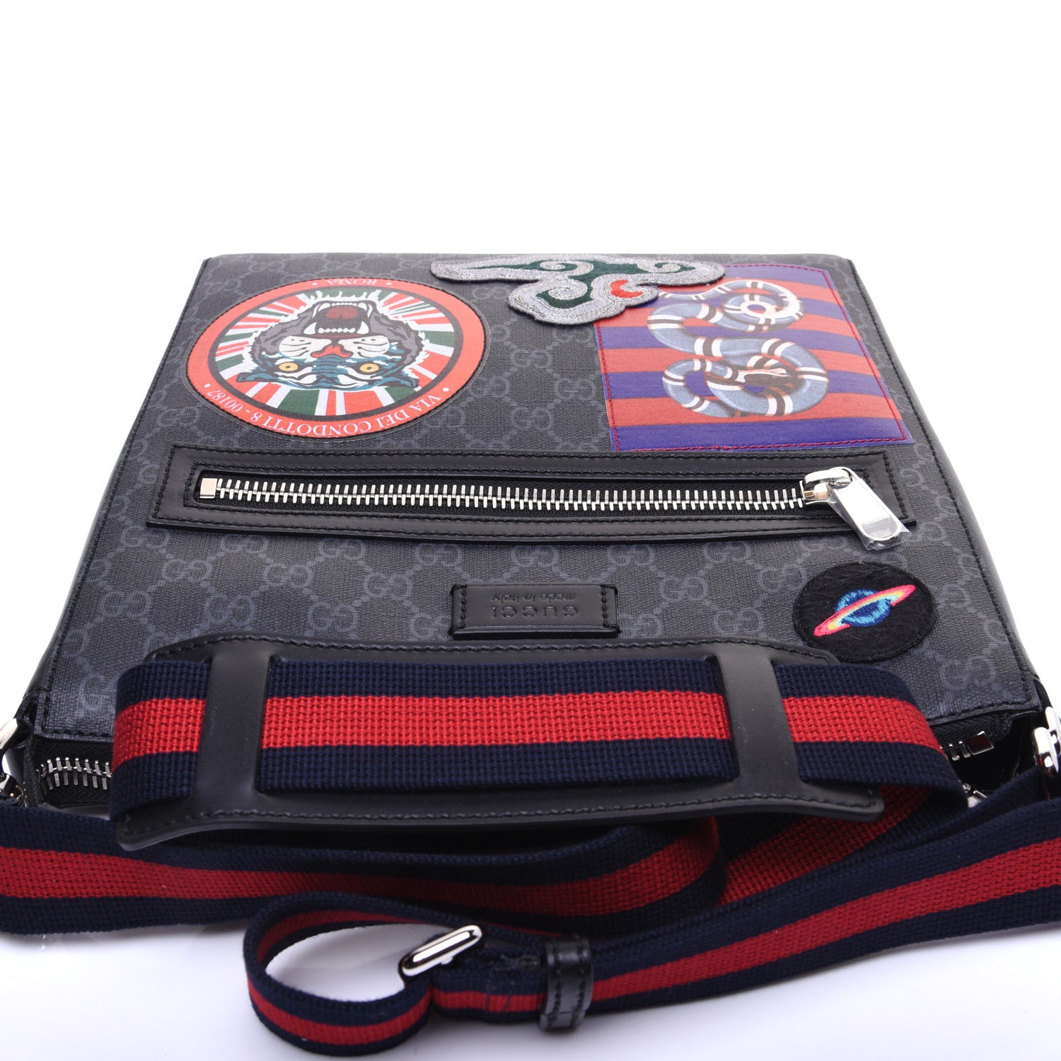Gucci GG Supreme Monogram Night Courrier Flat Messenger Bag Black Multicolor 13 of 14