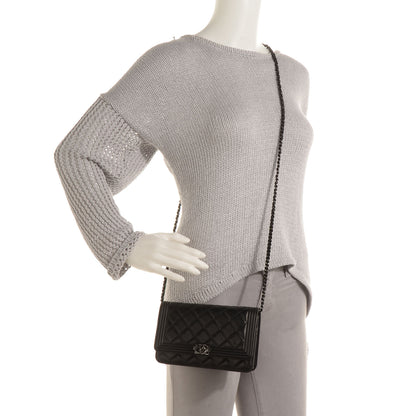 Chanel Calfskin Quilted So Black Boy Wallet On Chain WOC Black 2 of 9