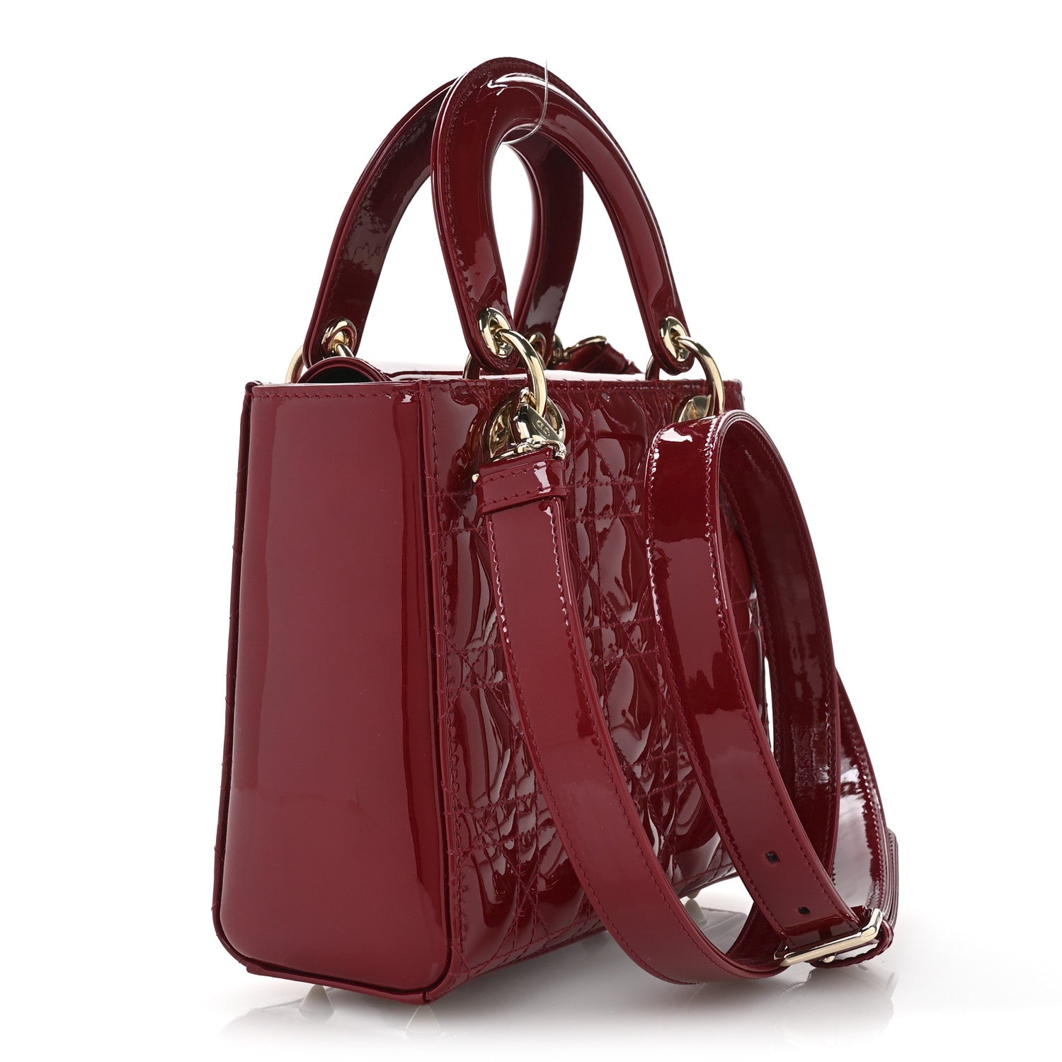 Christian Dior Patent Cannage Small Lady Dior Cherry Red 3 of 11