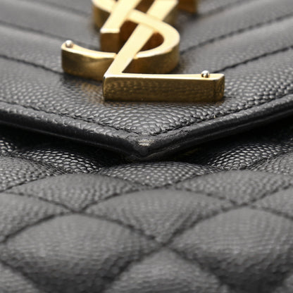 Saint Laurent Grain De Poudre Textured Mixed Matelasse Large Triquilt Monogram Satchel Black 11 of 12