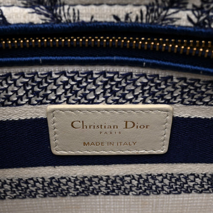 Christian Dior Canvas Embroidered Toile De Jouy Soleil Medium Lady D-Lite Blue 6 of 11