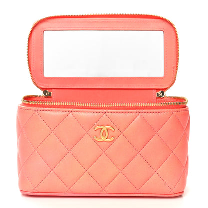 Chanel Lambskin Quilted Ombre Small Top Handle Vanity Case With Chain Coral 8 of 12