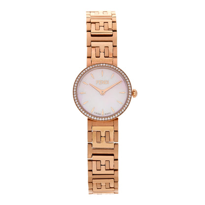 Fendi Stainless Steel Diamond Bezel Pink Mother of Pearl 19mm Fendi Forever Quartz Watch 1 of 5