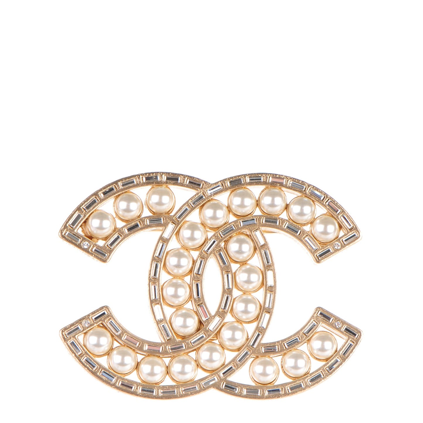 Pearl CC Brooch Gold