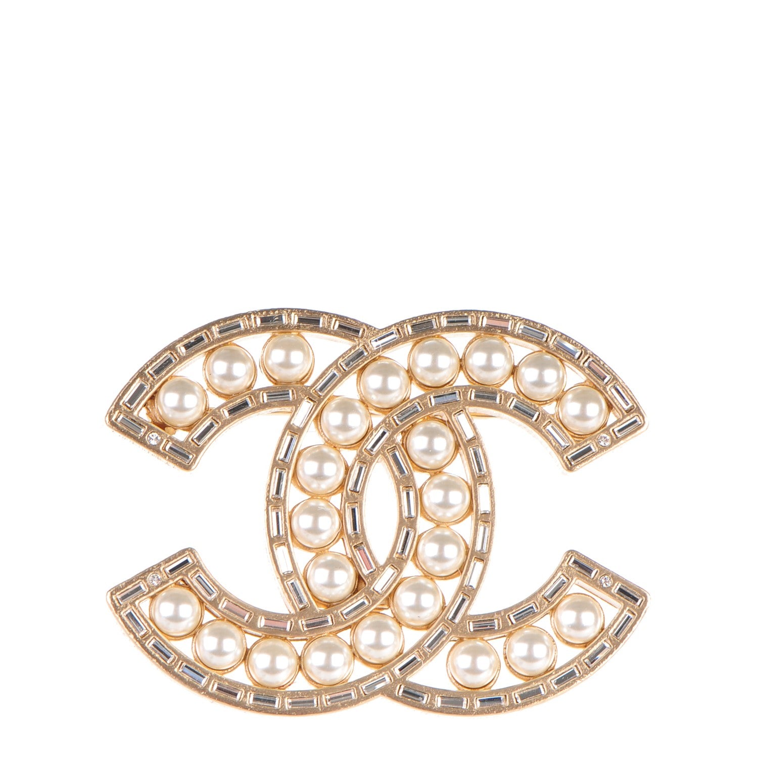 Chanel Pearl CC Brooch Gold 1 of 4