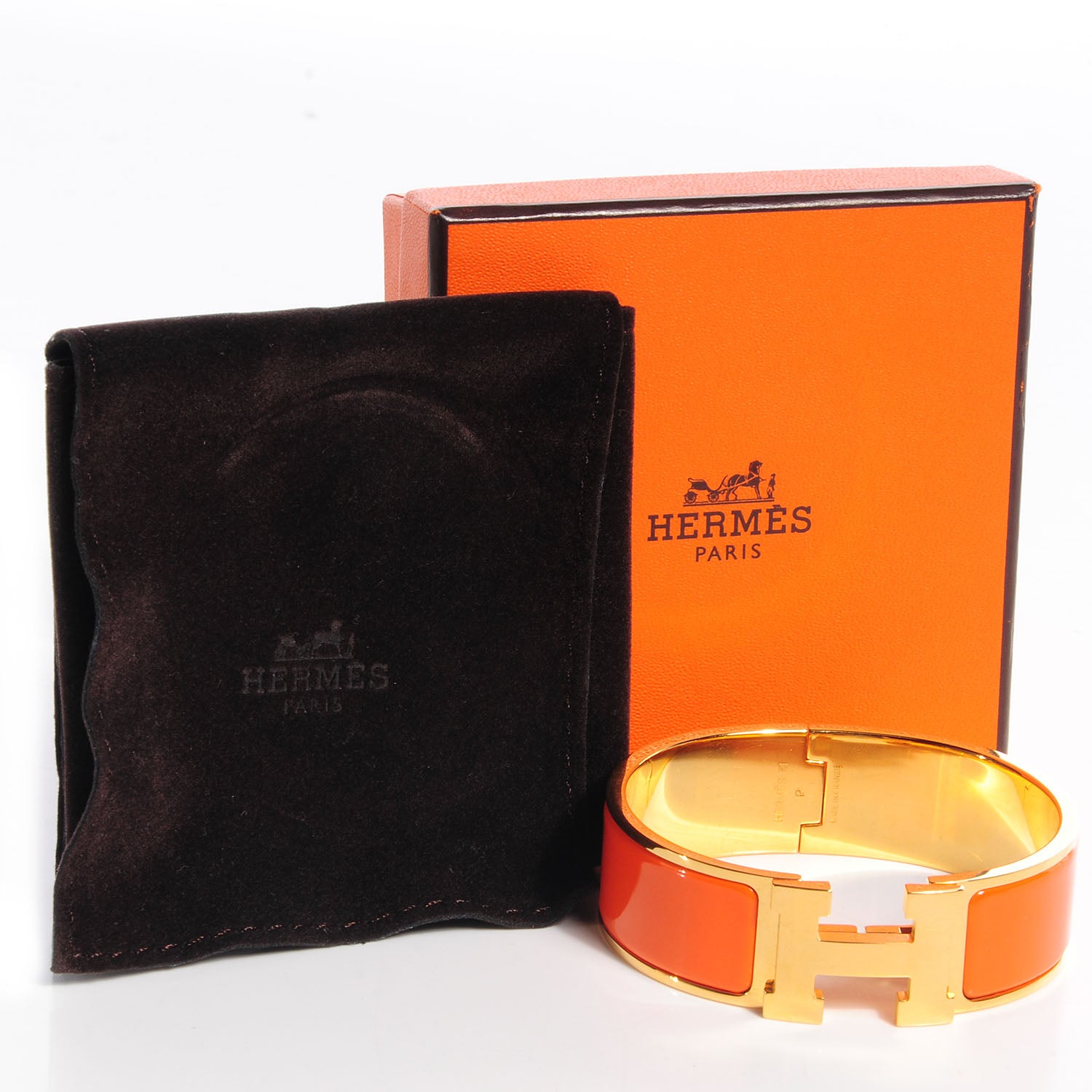 Hermes Enamel Wide Clic Clac H Bracelet GM Orange 5 of 5