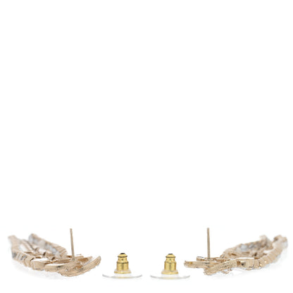 Chanel Pearl Crystal CC Chain Drop Earrings Light Gold Pearly White 3 of 5