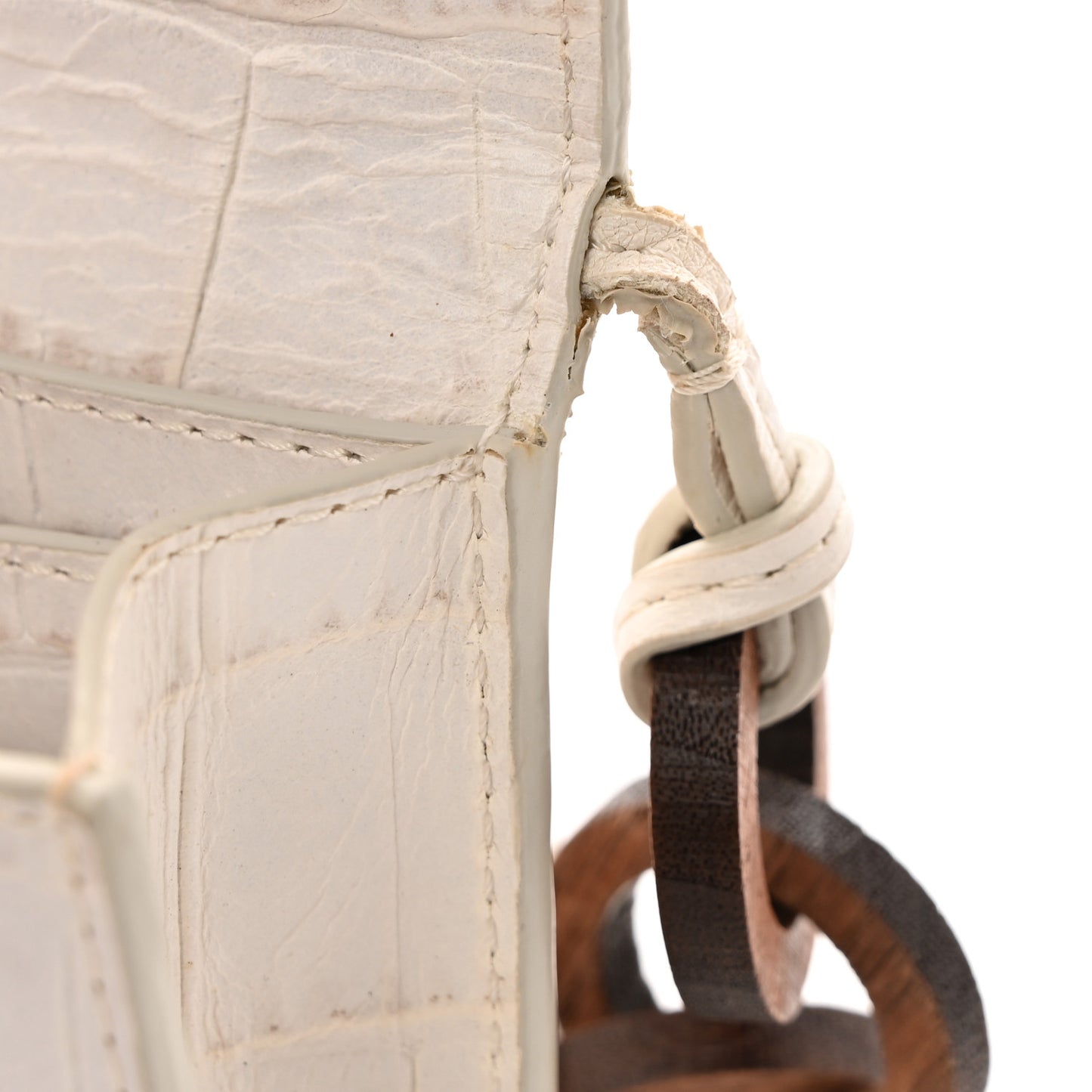 Calfskin Crocodile Embossed Le Riviera White
