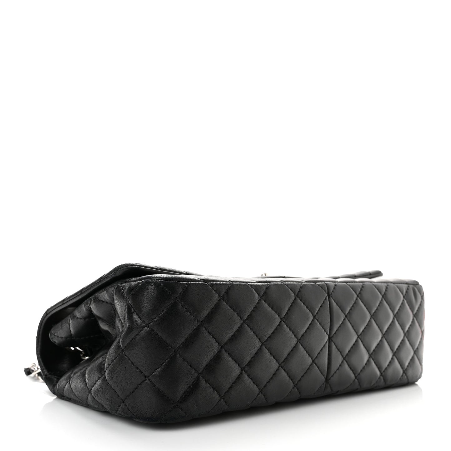 Lambskin Chevron Quilted Single Flap Black