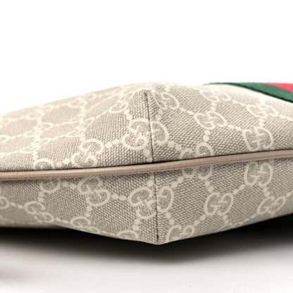 Gucci GG Supreme Monogram Textured Dollar Calfskin Web Small Ophidia Half Moon Hobo Beige Mystic White Oatmeal 8 of 9