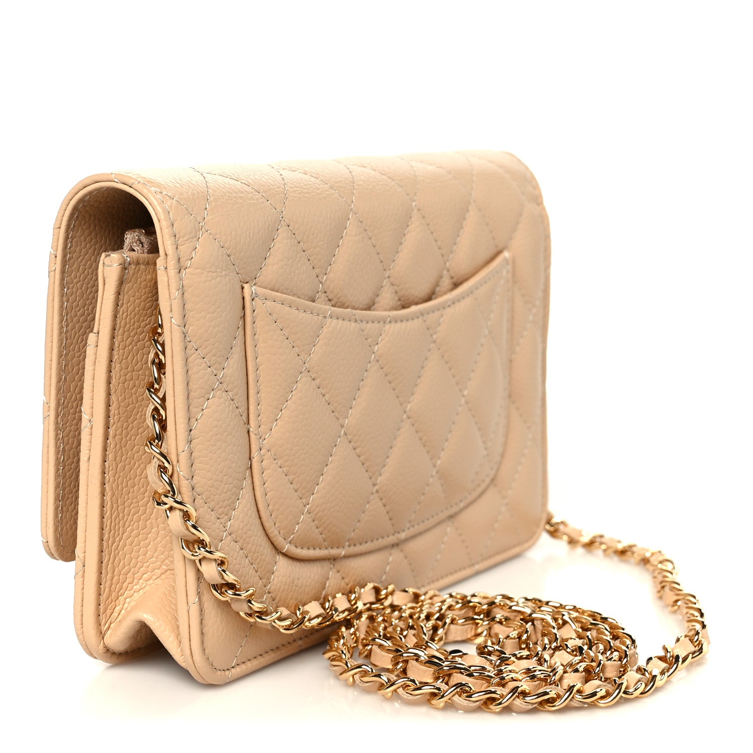 Chanel Caviar Quilted Wallet on Chain WOC Beige 3 of 12