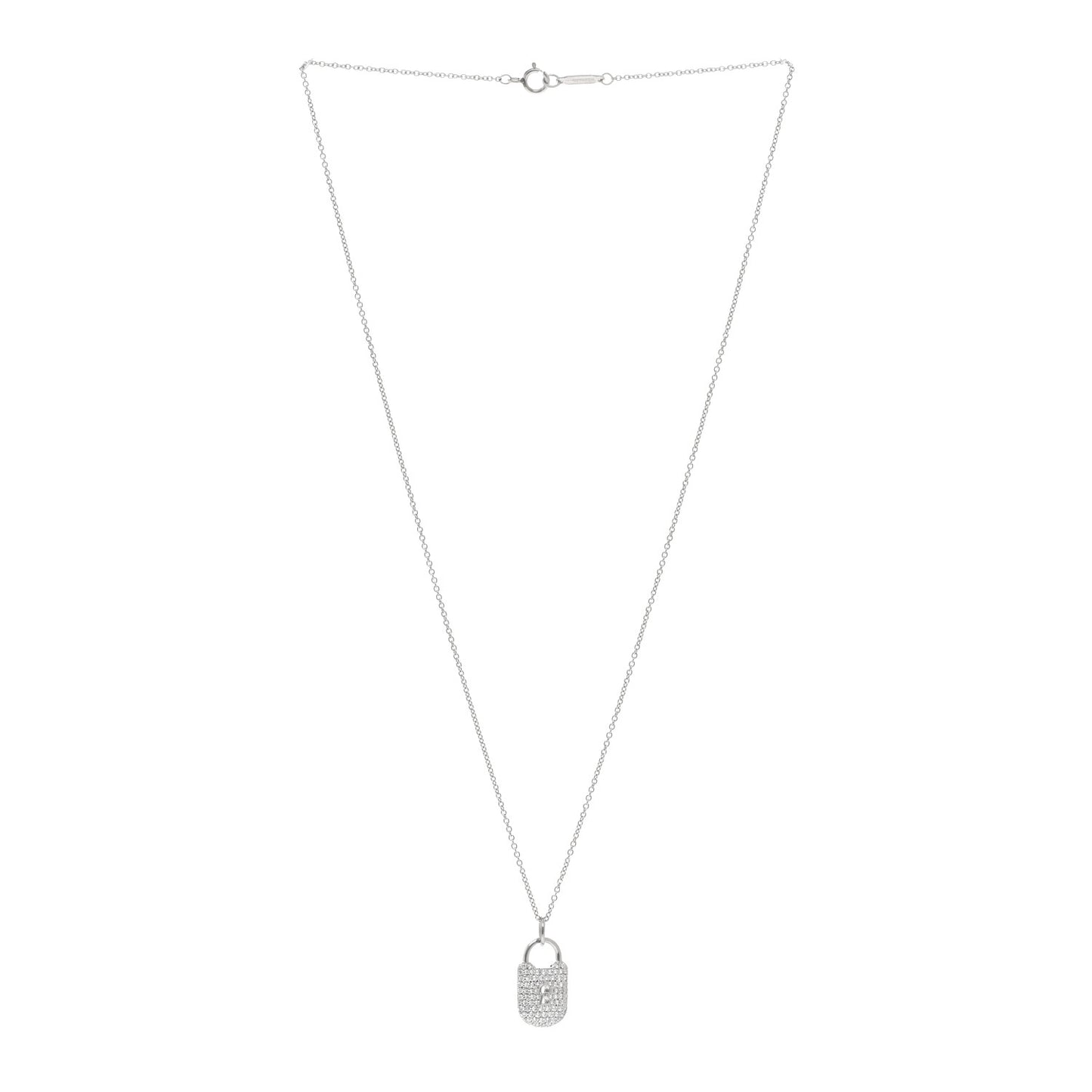 Platinum Diamond Small Lock Pendant Necklace