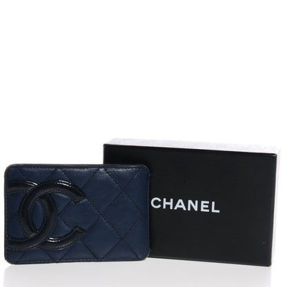 Chanel Calfskin Quilted Cambon Card Case Dark Blue 5 of 8