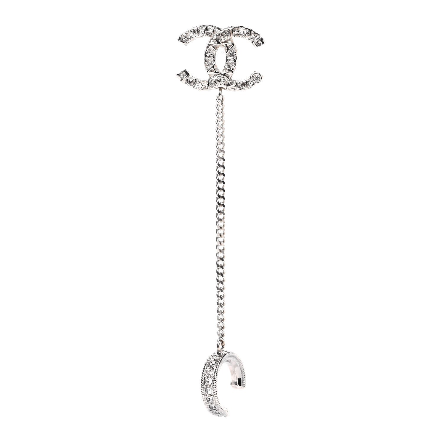 Chanel Crystal CC Cuff Single Earring Gold 1 of 4