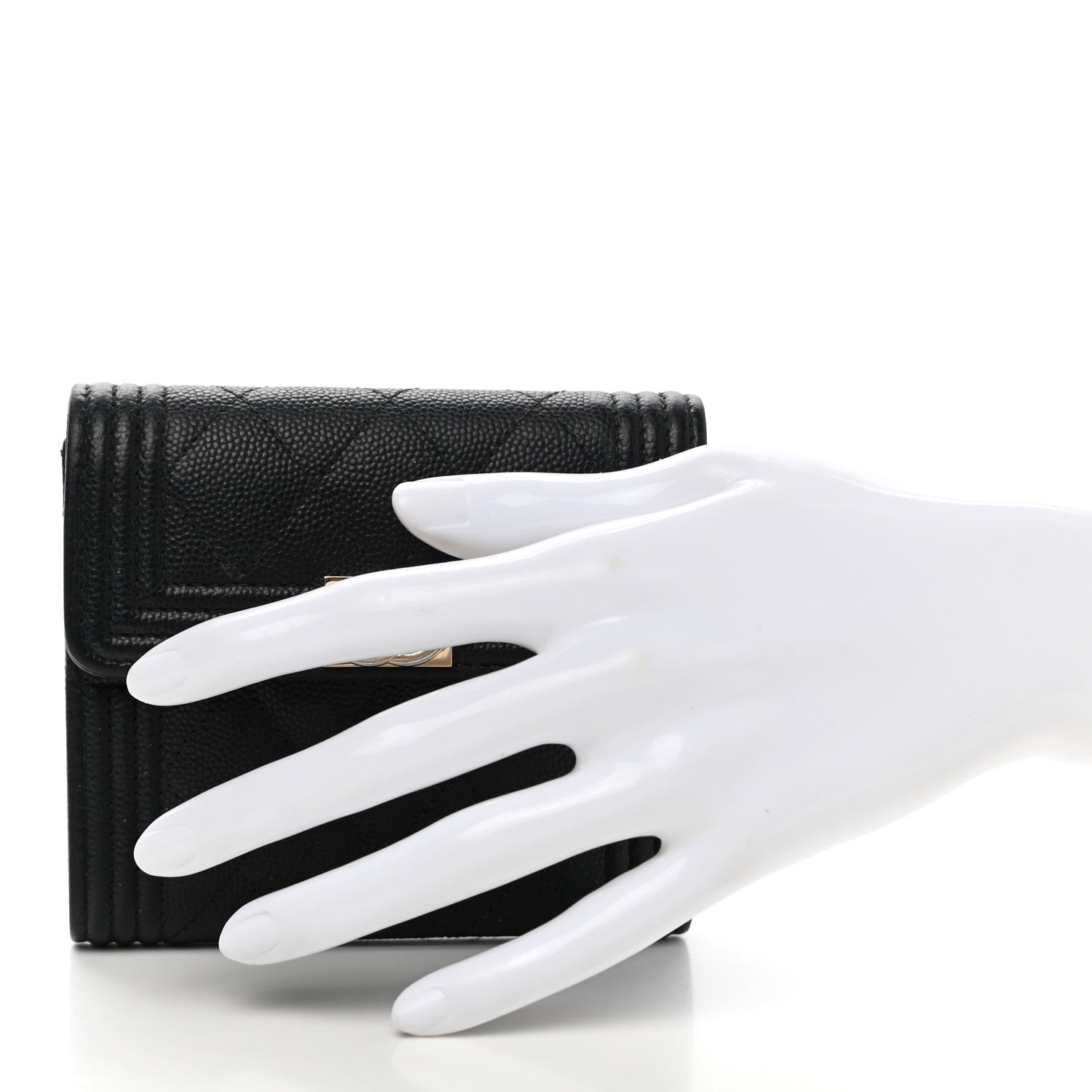 Chanel Caviar Quilted Compact Boy Wallet Black 2 of 7