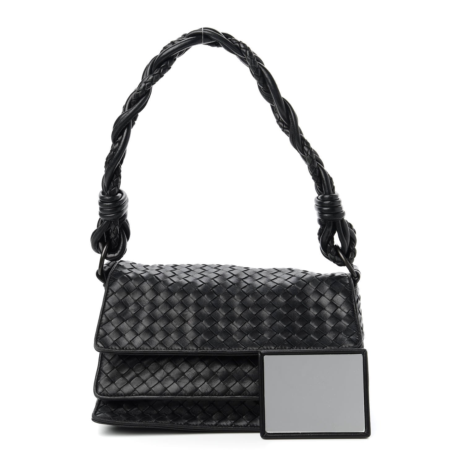 Bottega Veneta Nappa Intrecciato Braided Flap Shoulder Bag Black 1 of 10