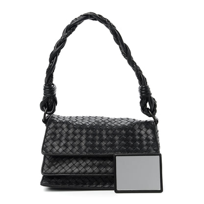 Bottega Veneta Nappa Intrecciato Braided Flap Shoulder Bag Black 1 of 10