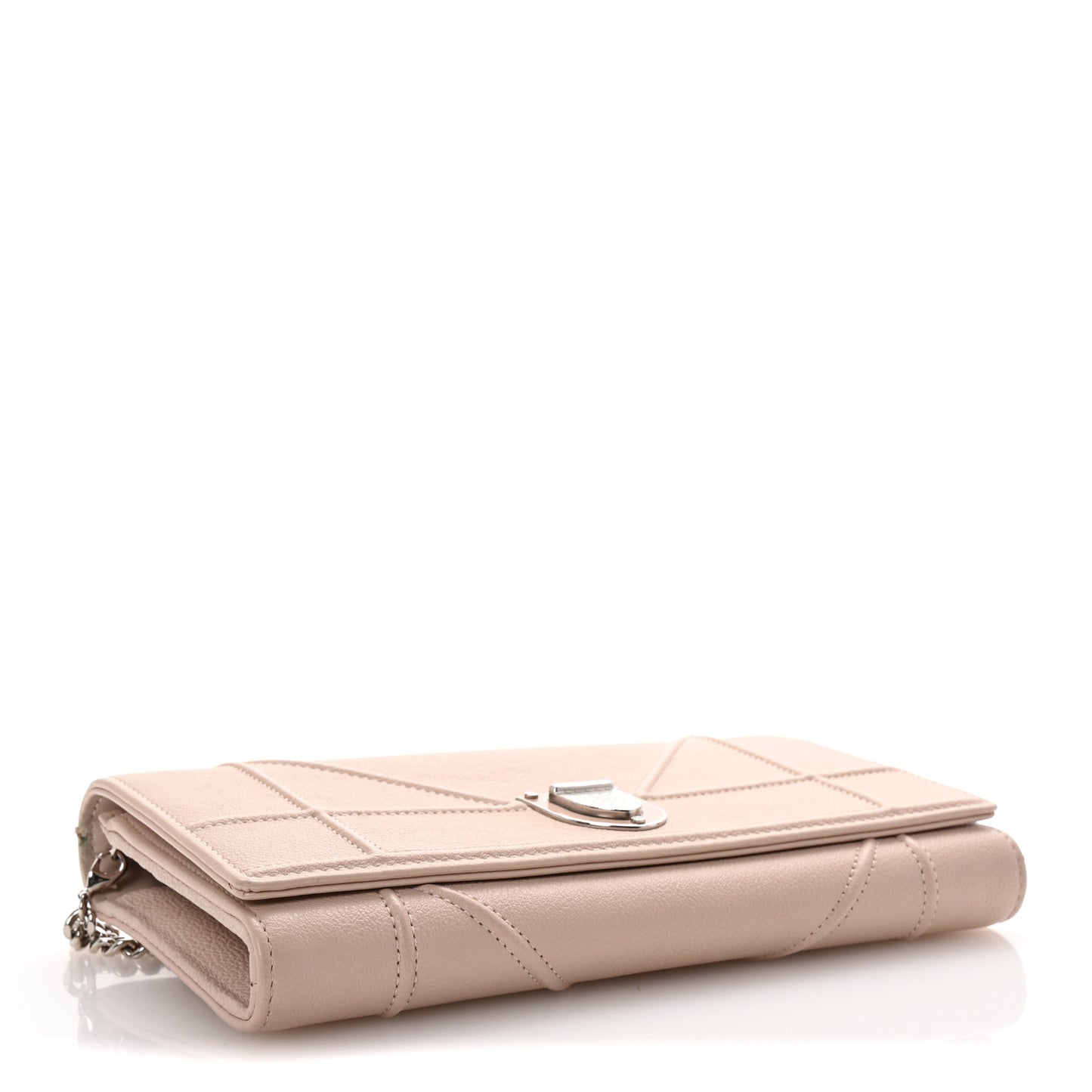 Grained Calfskin Diorama Croisiere Chain Wallet Pink