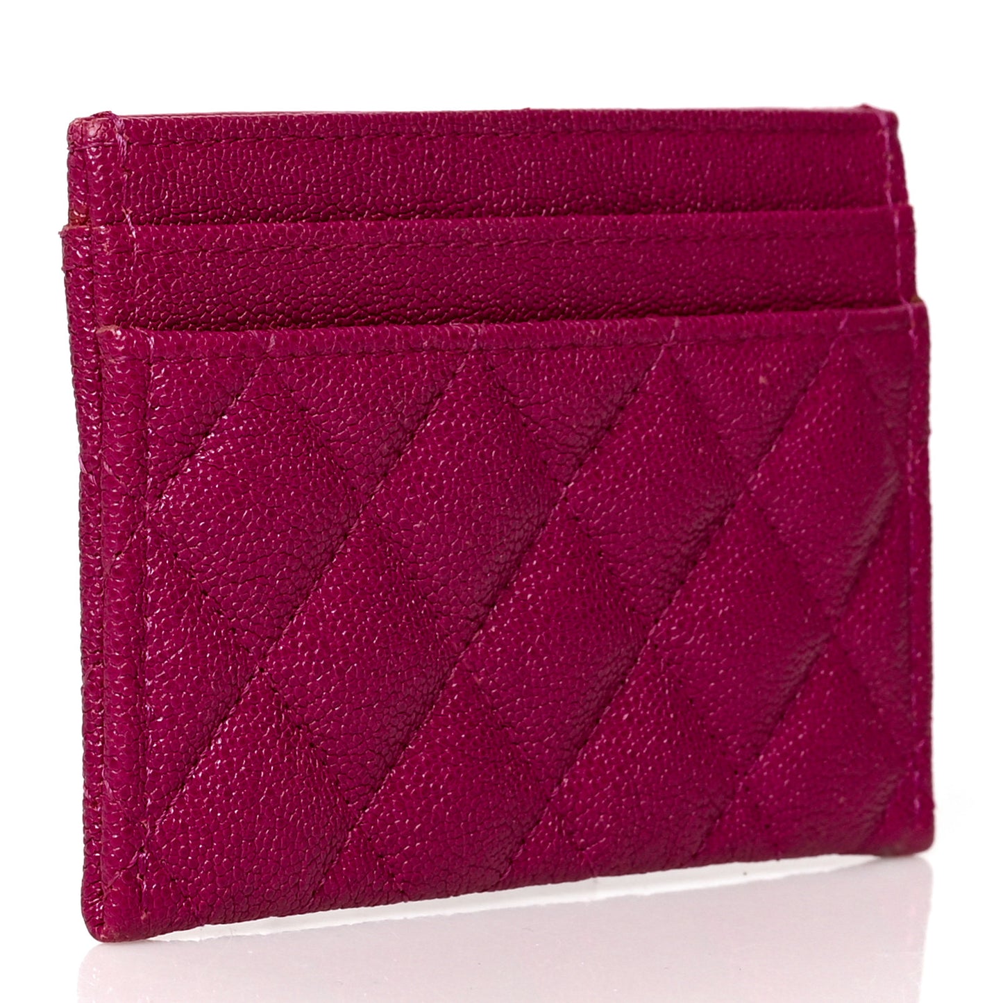 Caviar Quilted Boy Card Holder Fuchsia