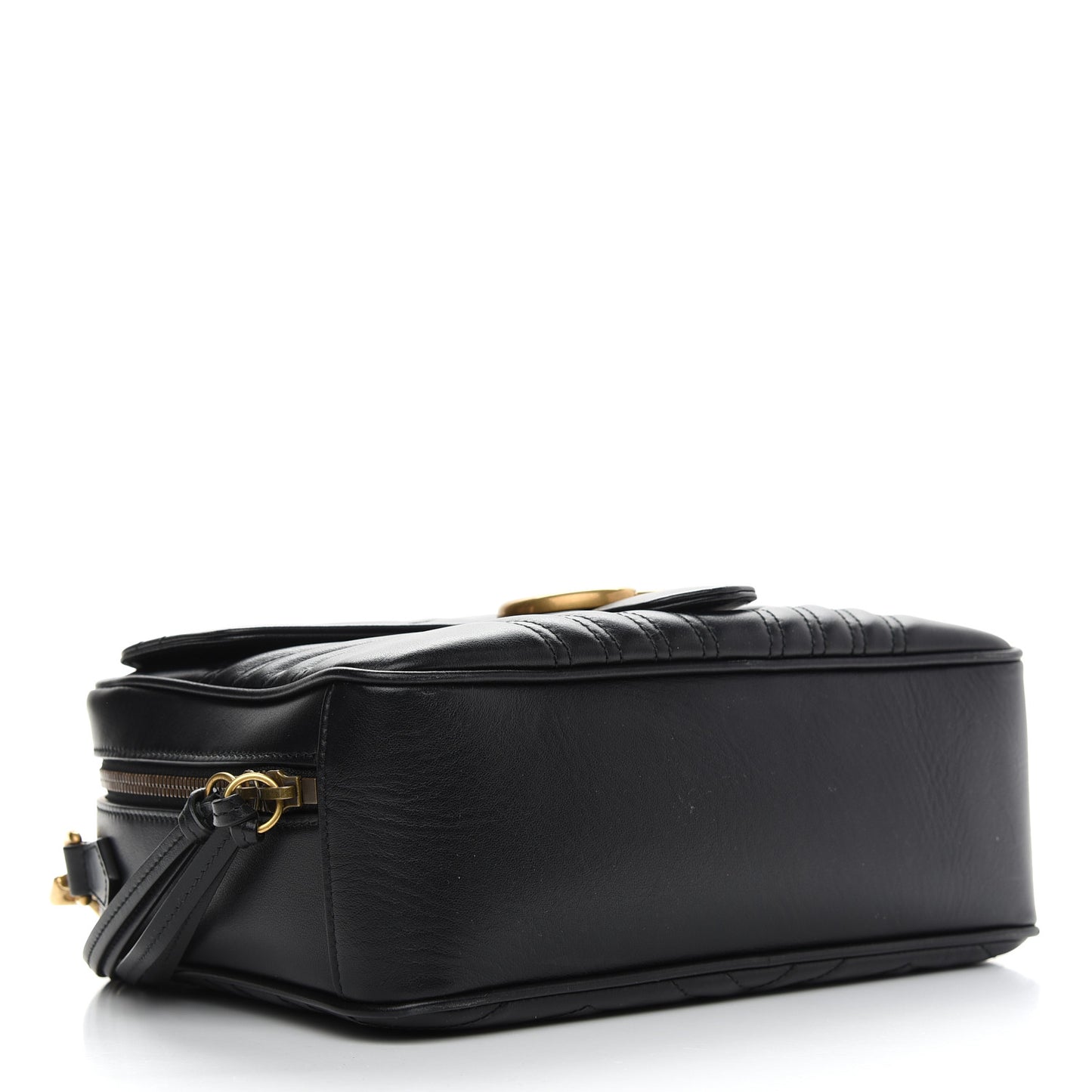 Calfskin Matelasse Sylvie Web Small GG Marmont Top Handle Shoulder Bag Black