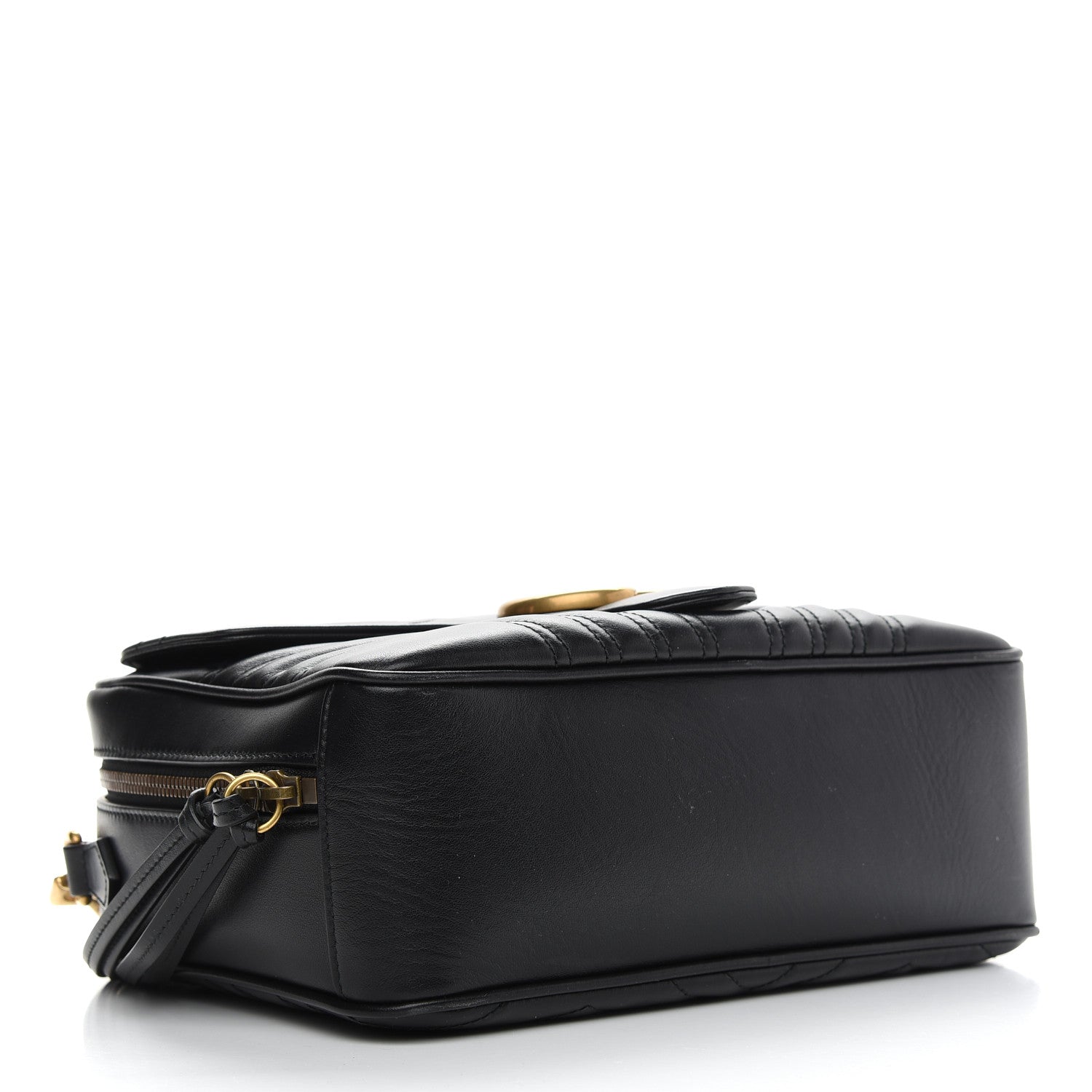 Gucci Calfskin Matelasse Sylvie Web Small GG Marmont Top Handle Shoulder Bag Black 4 of 9