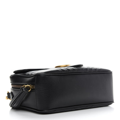 Gucci Calfskin Matelasse Sylvie Web Small GG Marmont Top Handle Shoulder Bag Black 4 of 9